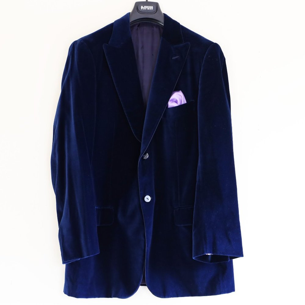 SOLD! Isaia Napoli Deep Blue Velvet Dinner Jacket